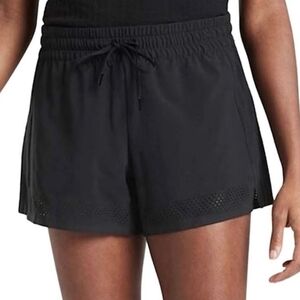Athleta Black Perforated Edge Drawstring Waist Athletic Workout Shorts Women 6
